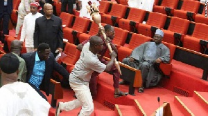 Visiting Ghanaian Parliamentarians watch as thugs invade Nigerian Senate
