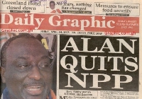 How the Daily Graphic reported Alan quitting the NPP in 2008