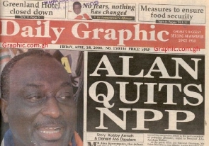 How the Daily Graphic reported Alan quitting the NPP in 2008