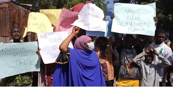 The protesters also chanted songs seeking the rescue of the abducted students