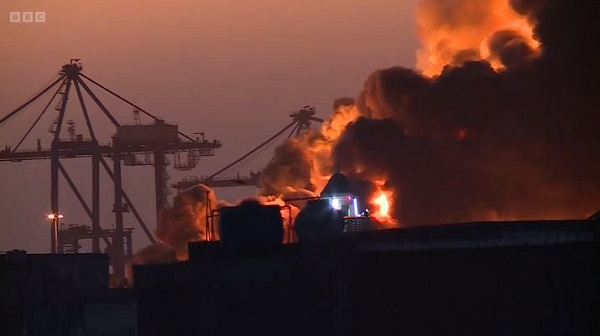 Smoke and flames at Port Sudan following paramilitary attack