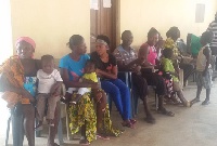 Some of the residents waiting to be screened
