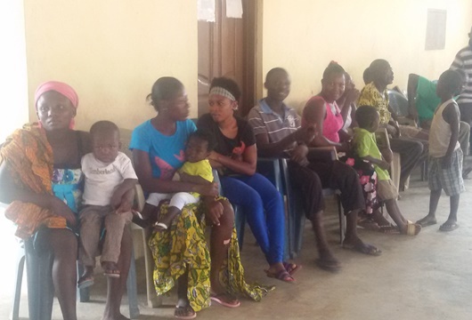 Some of the residents waiting to be screened