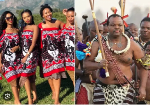 Eswatini King, King Mswati III [R] and some of his wives