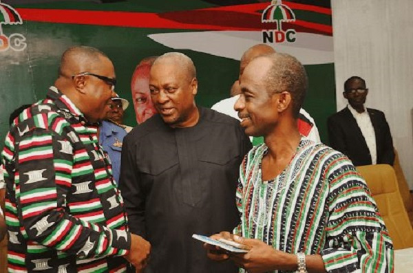 Ofosu Ampofo (left), Former President Mahama (middle) and Johnson Asiedu Nketiah (right)