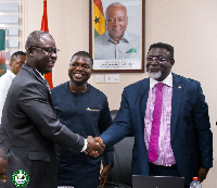 TCDA CEO Dr Andy Osei Okrah (R) and Parliamentary Select Committee Chairman, Dr Godfrey Seidu (L)