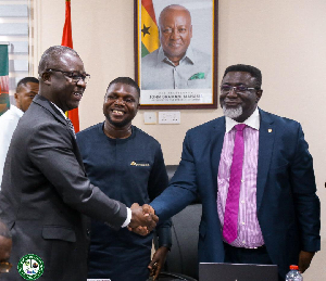 TCDA CEO Dr Andy Osei Okrah (R) and Parliamentary Select Committee Chairman, Dr Godfrey Seidu (L)