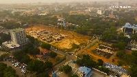 An aerial shot of the National Cathedral of Ghana