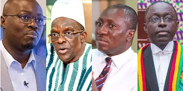 L-R: Cassiel Ato Forson, Alban Bagbin, Afenyo-Markin, Clerk to Parlia­ment, Cyril Nsiah