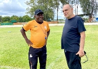 Avram Grant with the Zambian coach