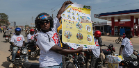 Motorcyclists join an awareness campaign organized by WHO  to combat Ebola in Congo, June 10,2026