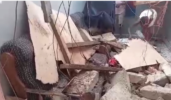Wreckage of somebody's home destroyed by rain