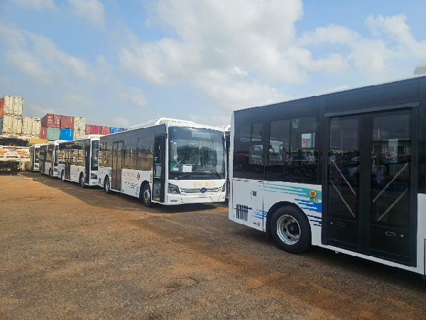 A photo of the electric buses