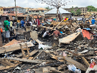 Several of the structures at the slum were completely destroyed by the fire