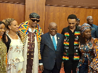 Stevie Wonder and family with President Akufo-Addo