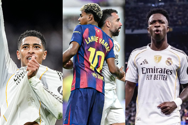 A photo of Jude Bellingham, Lamine Yamal, Dani Carvajal and Vinicius Jnr