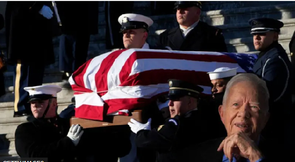 Di body of Jimmy Carter don arrive in Washington DC