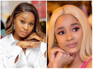 Ghanaian socialite Efia Odo (L) and musician Sister Derby (R)