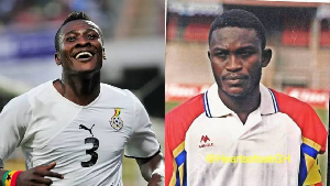 Asamoah Gyan (L)  and Osei Kuffour (R) both wore the iconic No.3 during their playing days