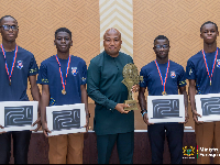 Ablakwa with the nine-time National Science and Mathematics Quiz (NSMQ) champions