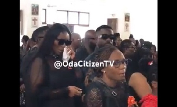Sarkodie and wife, Tracy at the funeral service