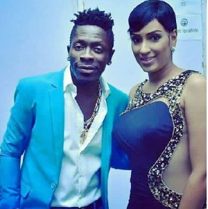 Shatta Wale  and Juliet Ibrahim at Glo CAF Awards