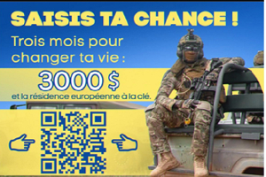 The advertisement poster recruitment Ivorians into a foreign army