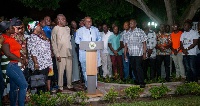 President John Dramani Mahama with others during the concession speech yesterday