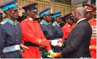 Vice President Dr Mahamudu Bawumia  shaking soldiers at a programme