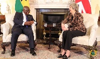 President Akufo-Addo (L) and Theresa May (R)
