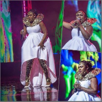 Joyce Blessing wore this to perform on at Becca UNVEILED