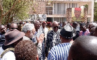 Former President Rawlings (left) and Burkina Faso President Kabore at the ceremony