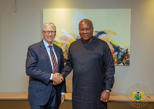 President John Dramani Mahama and Microsoft co-founder, Bill Gates (Left)