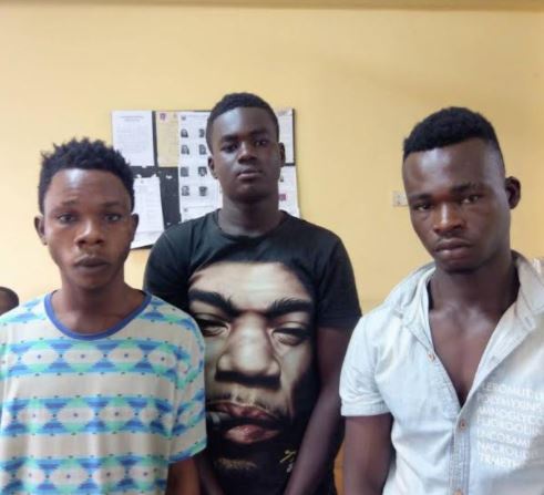 The suspects from left: Samuel Awudza, Kwame Abass, and Kwaku Asare