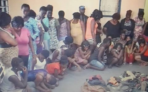 Police round up 75 prostitutes and their clients