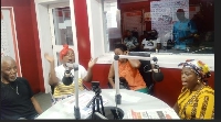 The aggrieved market women in the studio of Accra 100.5 FM