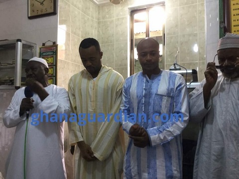 The Ayew brothers with two Muslim clerics