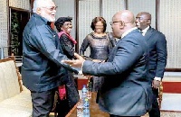 President Akufo-Addo and Veep, Dr Bawumia welcoming Jerry John Rawlings and wife