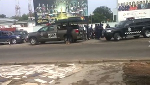 Police at the premises of the TV3 Network Company Ltd