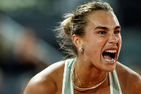 Sabalenka reacts after quarterfinal loss