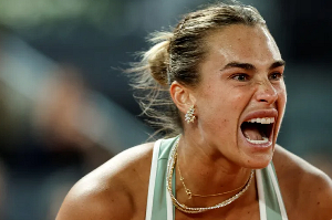 Sabalenka reacts after quarterfinal loss