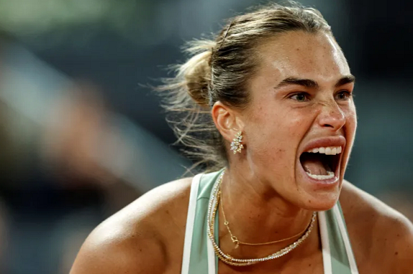 Sabalenka reacts after quarterfinal loss