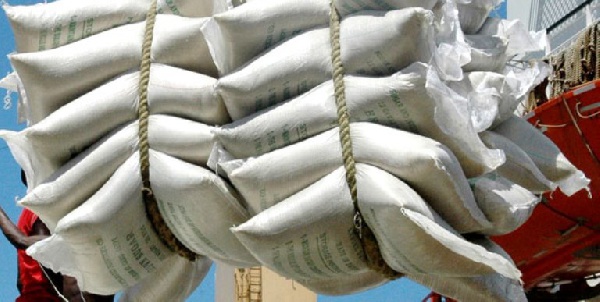 File photo: Bags of rice being prepared for exportation
