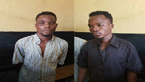 Two of the arrested suspects who attacked the Kwabenya Police District Headquarters