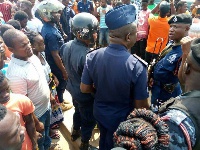 Police at the scene of the robbery at Lapaz