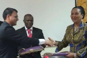 Deputy Finance Minister, Mrs. Mona Quartey, signed the agreement on behalf of the gov't of Ghana.