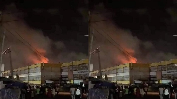 A section of the Kaneshie Central Market in Accra was gutted by fire