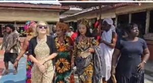 Naa Afrimpong IV touring schools in Jamestowm