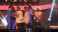 Ebony's manager, family on stage for her award