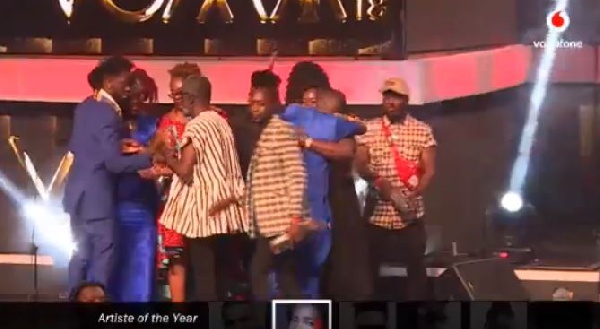 Bullet, manager of the late Ebony and her family on stage to receive her award